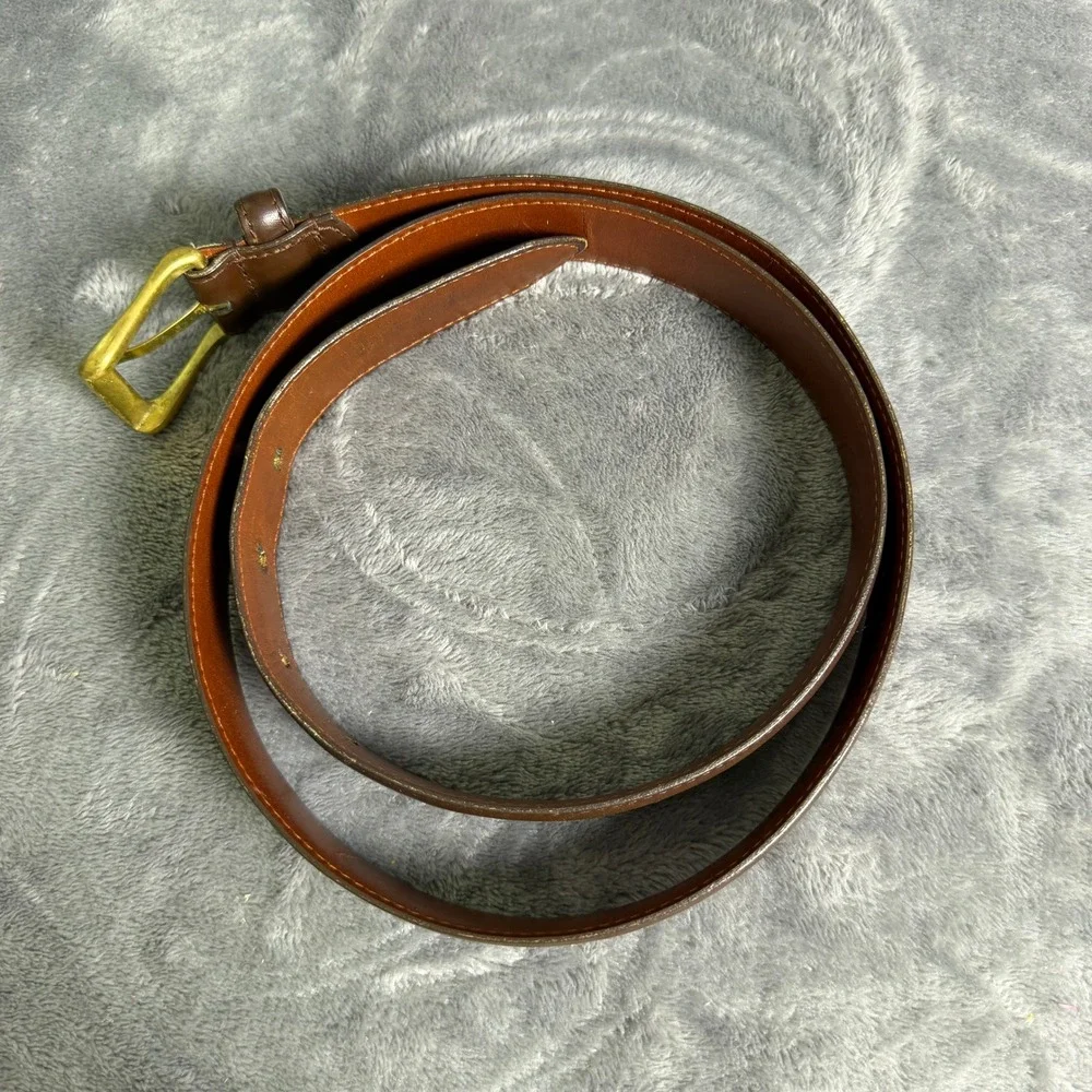 Vintage Coach 5950 Mens 36 Brown Burnished Cowhide Leather Belt Brass Buckle USA